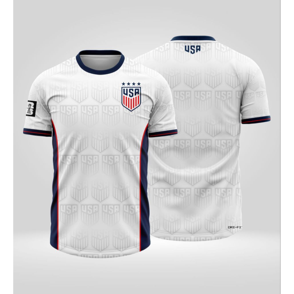 USA AMERICA HOME JERSEY 2026 WORLD CUP ฟรีชื่อและหมายเลขด้านหลัง