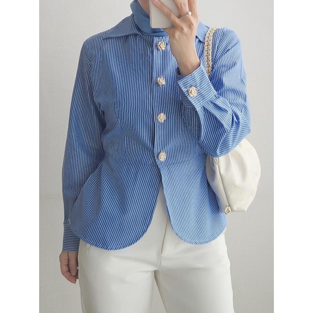 KEMEJA MOSSA PREMIUM STRIPED BLOUSE / STRIPED SHIRT / STRIPED BLOUSE / TEENAGE SHIRT