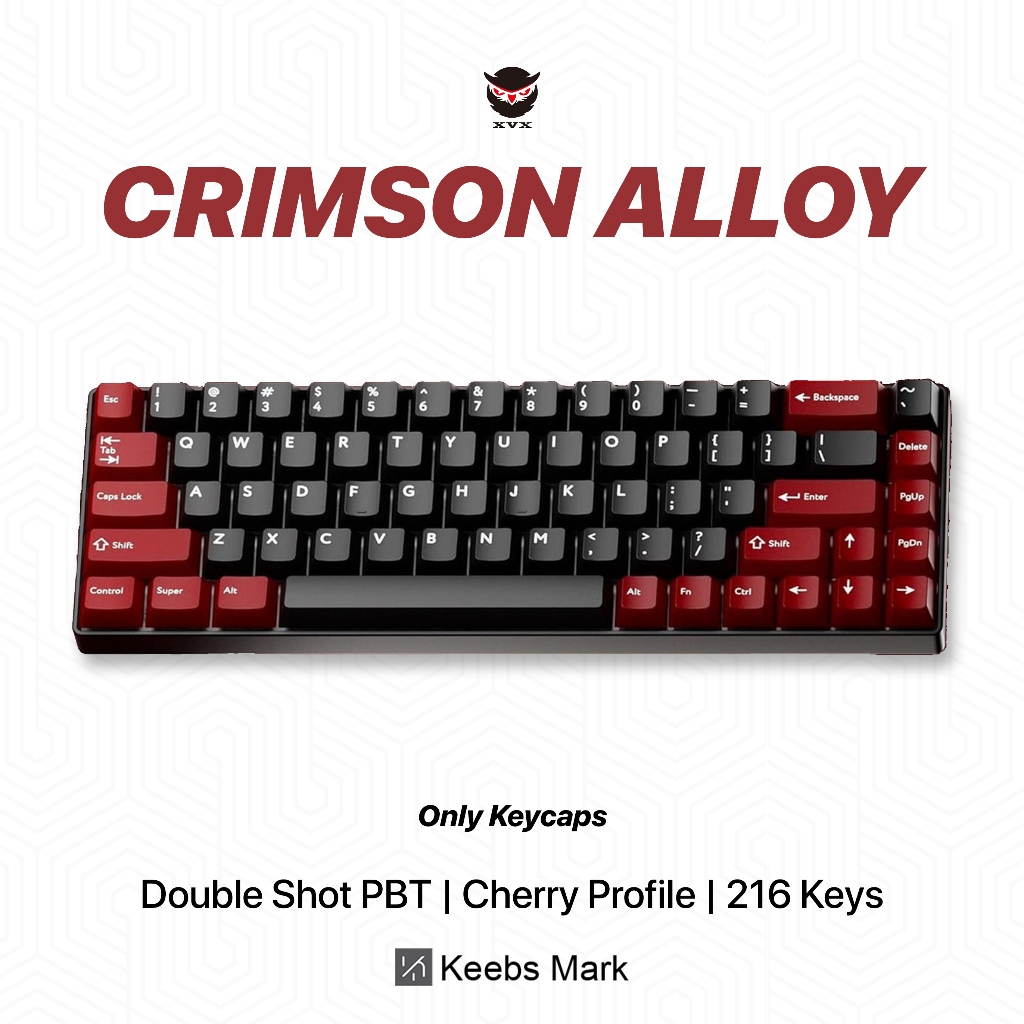 XVX Crimson Alloy Doubleshot PBT Keycaps 216 คีย์ Cherry Profile คีย์บอร์ดเครื่องกล