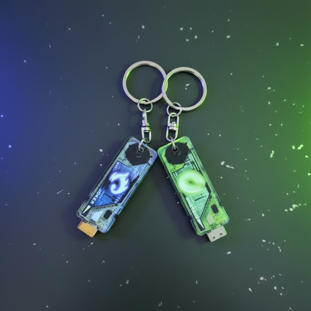 GANTUNGAN Gaia Memory Kamen Rider Joker Cyclone 2 ด้านพวงกุญแจอะคริลิคเคลือบเงา