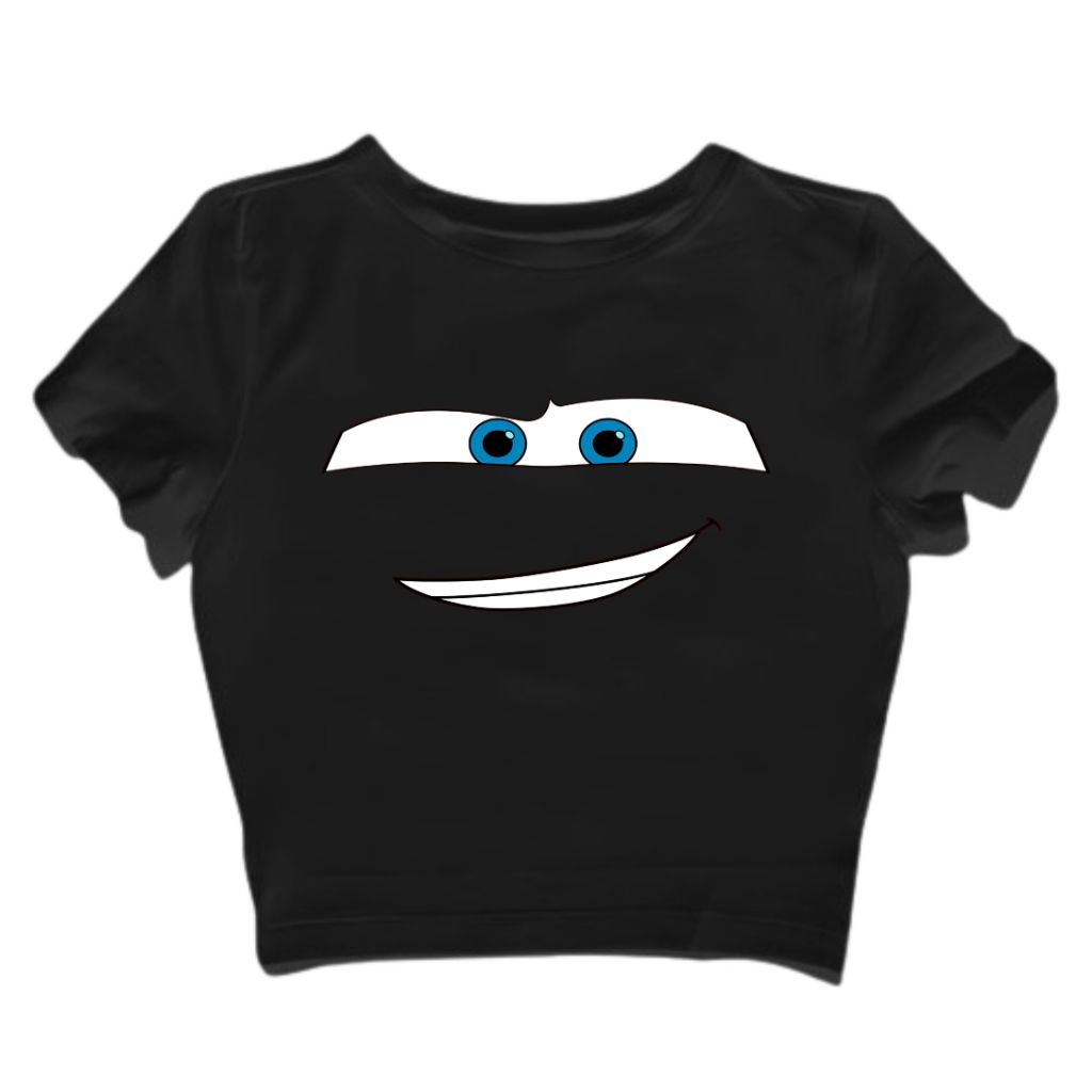 MATA MCQUEEN CROPTOP | EYE PATTERN CROPTOP | ลูกสูบถ้วยแชมเปี้ยนส์ | เสื้อครอปสีดําและสีขาว | หวีพรี