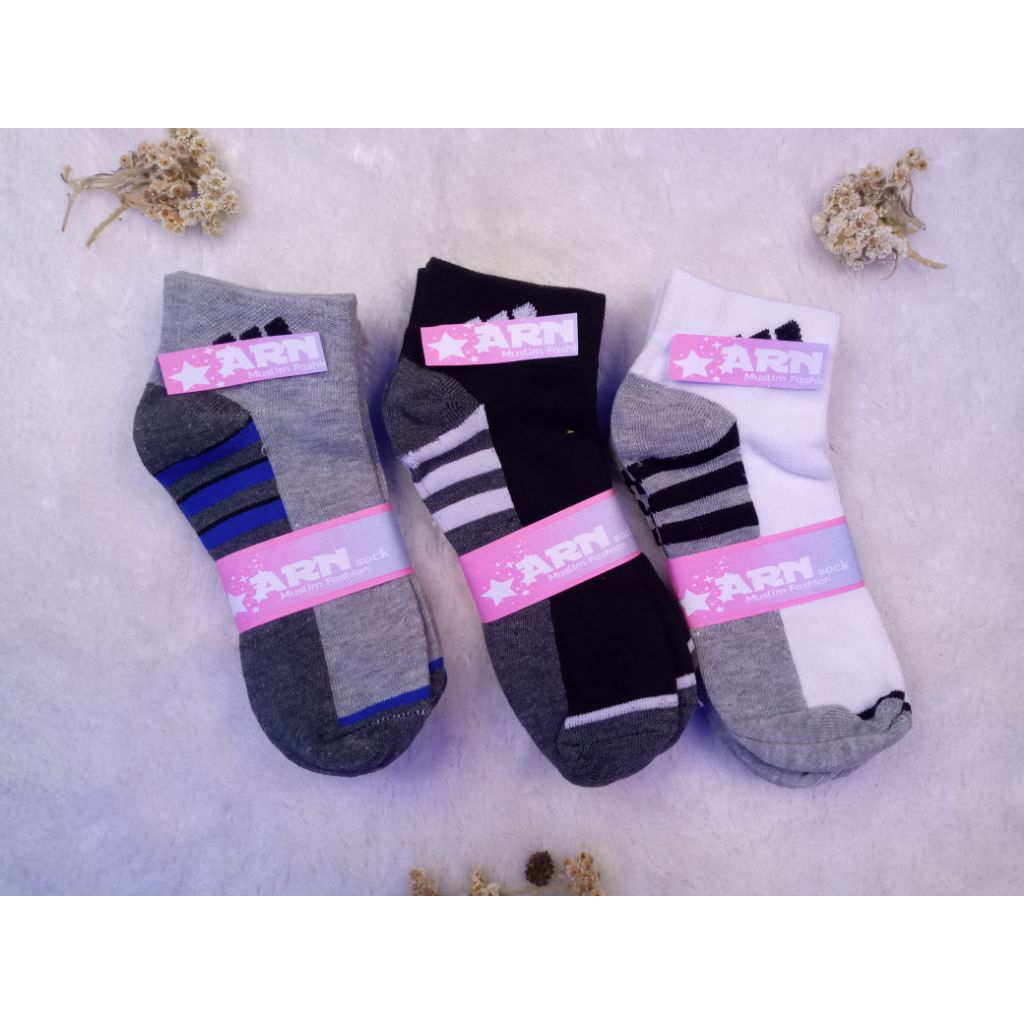 ARN ถุงเท้ากีฬาแบบสั้นพร้อม Adds Sportwear Motif 3x (3 คู่) วัสดุถุงเท้ายางยืดแบบหนา
