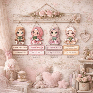PSO Hiasan Dekorasi Dinding Wall Decor Custom Nama Islamic Girl Biodata Susun Kamar Tidur Anak