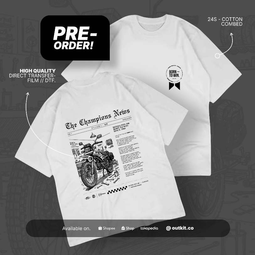 WINNER HOOD x HONDA WIN 100 GARAGE | เสื้อยืด BORN TO WIN - VOL. 1