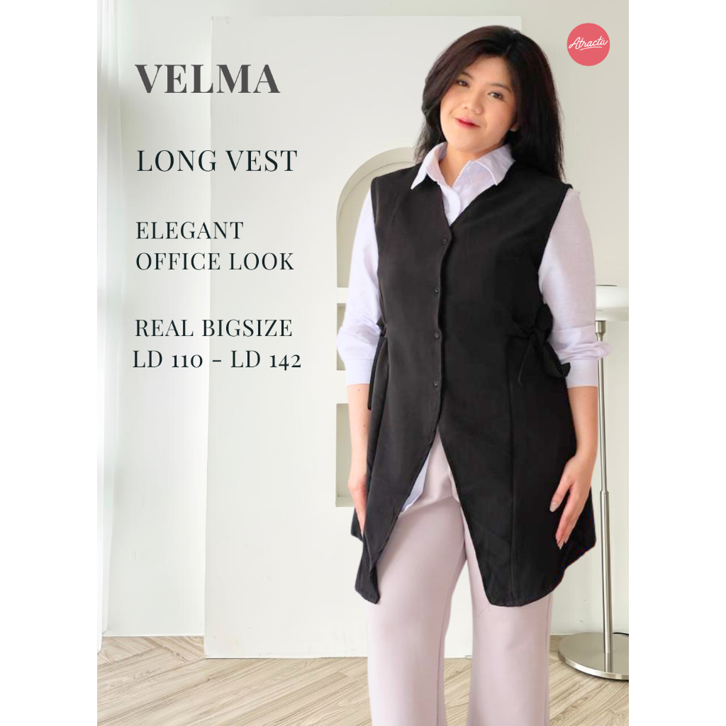 ATRACTIV เสื้อกั๊กยาว Velma ผู้หญิงขนาดใหญ่ LD120 130 135 142 เสื้อกั๊กยาว Velma Office Jumbo สไตล์เ
