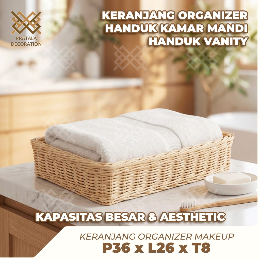 PRATALA BATHROOM TOWEL HOLDER VANITY HOTEL ORGANIZER ขนาดใหญ่ P36 X W26 X H8