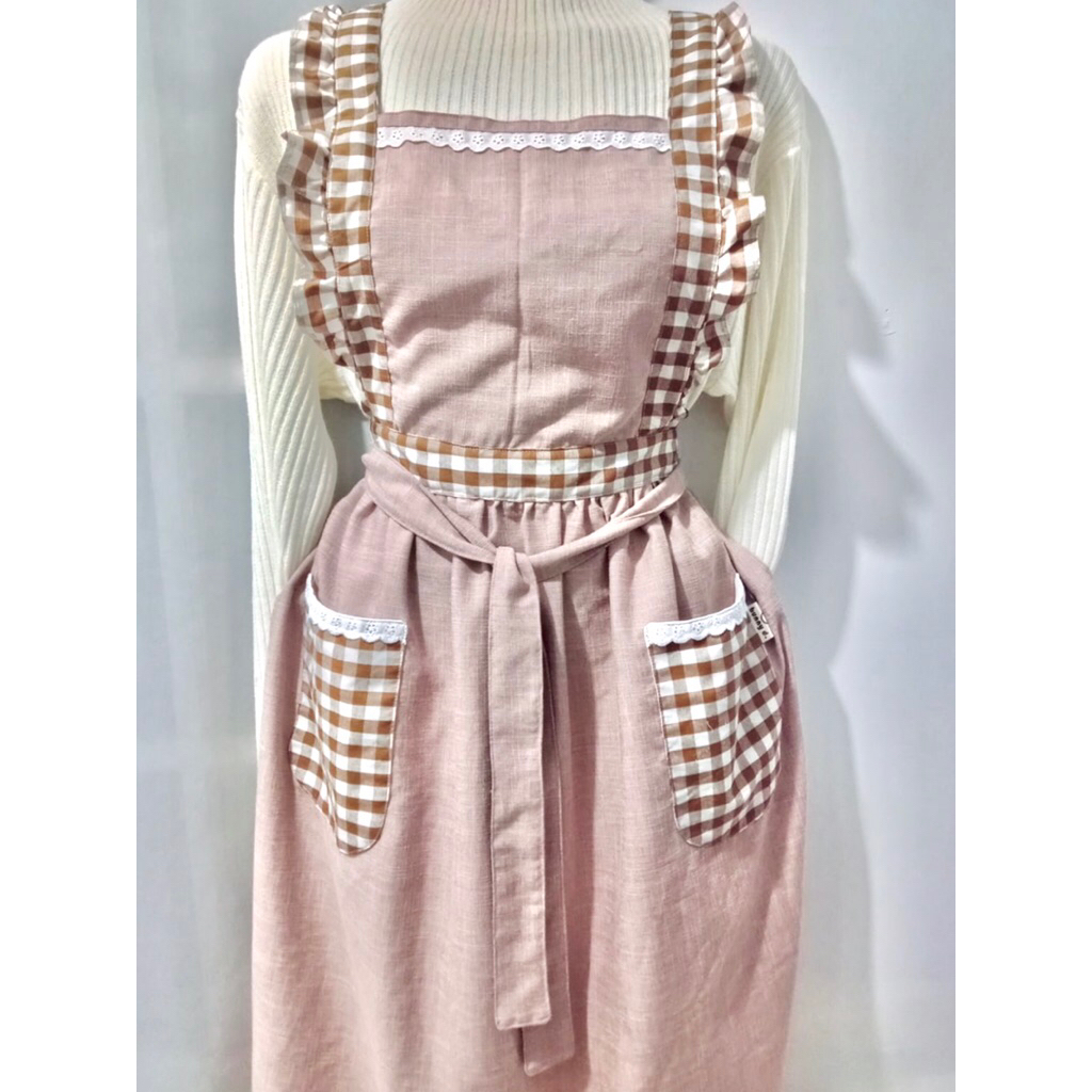 KOREAN BROWN BROWN APRON RAMPLE/BUNNY APRON/KOREAN AESTHETIC APRON/REQUEST APRON