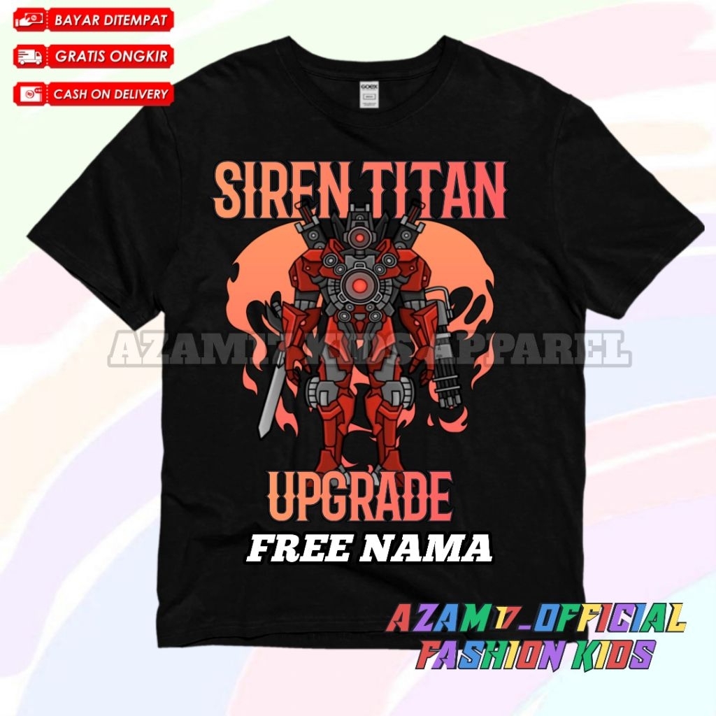 Siren Titan อัพเกรด Skibidi Toilet เสื้อยืดเด็กชื่อฟรี / Siren Titan Skibidi Toilet เสื้อยืดเด็ก