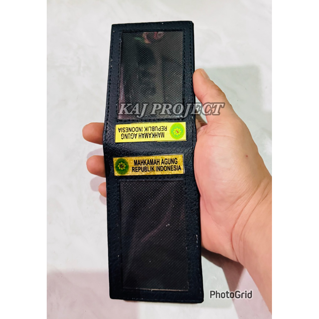 Supreme Court Logo Pocket ID Card Supreme Court Pocket Card Wallet Matte Black Leather แม่เหล็ก 2 ด้