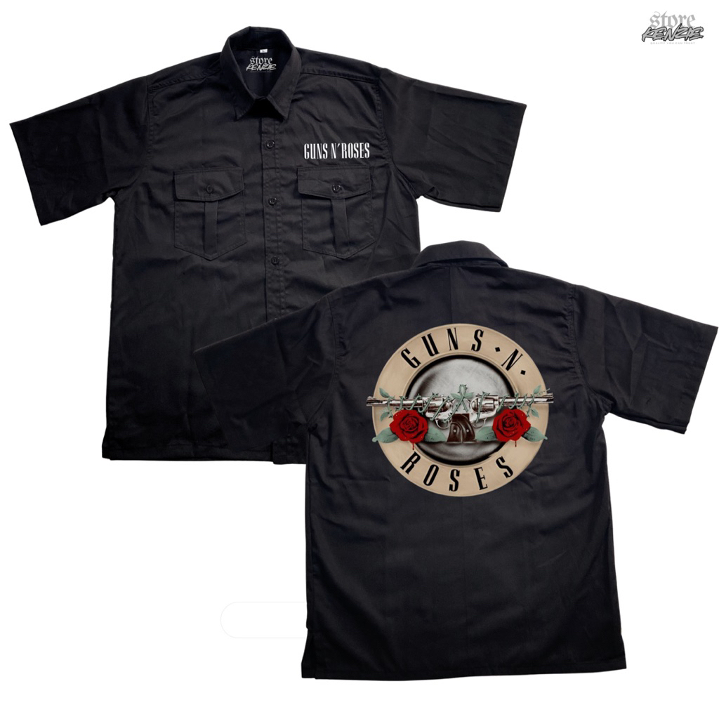 KEMEJA Guss n Roses เสื้อทํางานสําหรับผู้ชายและผู้หญิง | สว่านอเมริกันพรีเมี่ยม