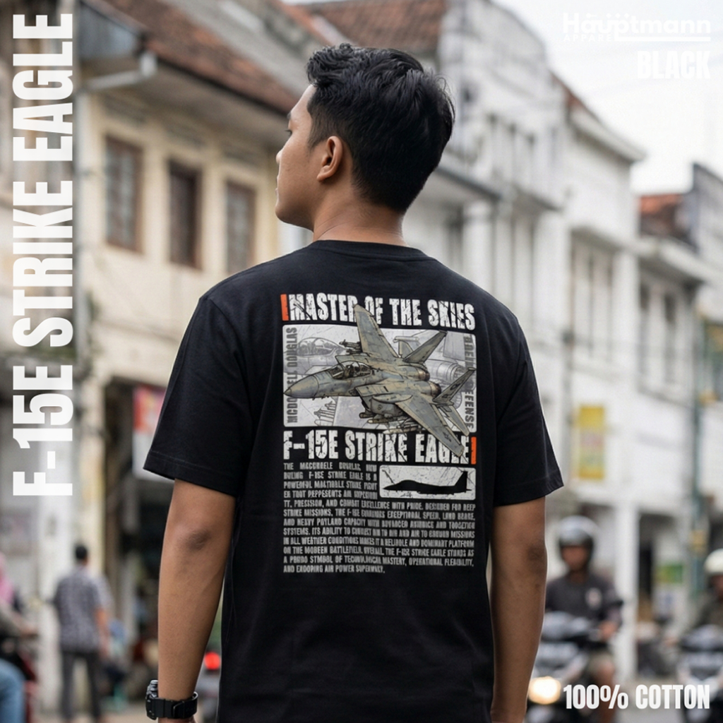 Hauptmann - เสื้อยืด Unisex - F-15E Strike Eagle - Jet Fighter - Modern Warfare - Cotton 100% - พรีเ