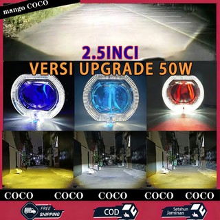 Lampu Tembak Mini Biled 2,5 Inch Dengan Shroud + Devil Laser Cut Off High Low 50W Full Aluminium WaterProof IP68