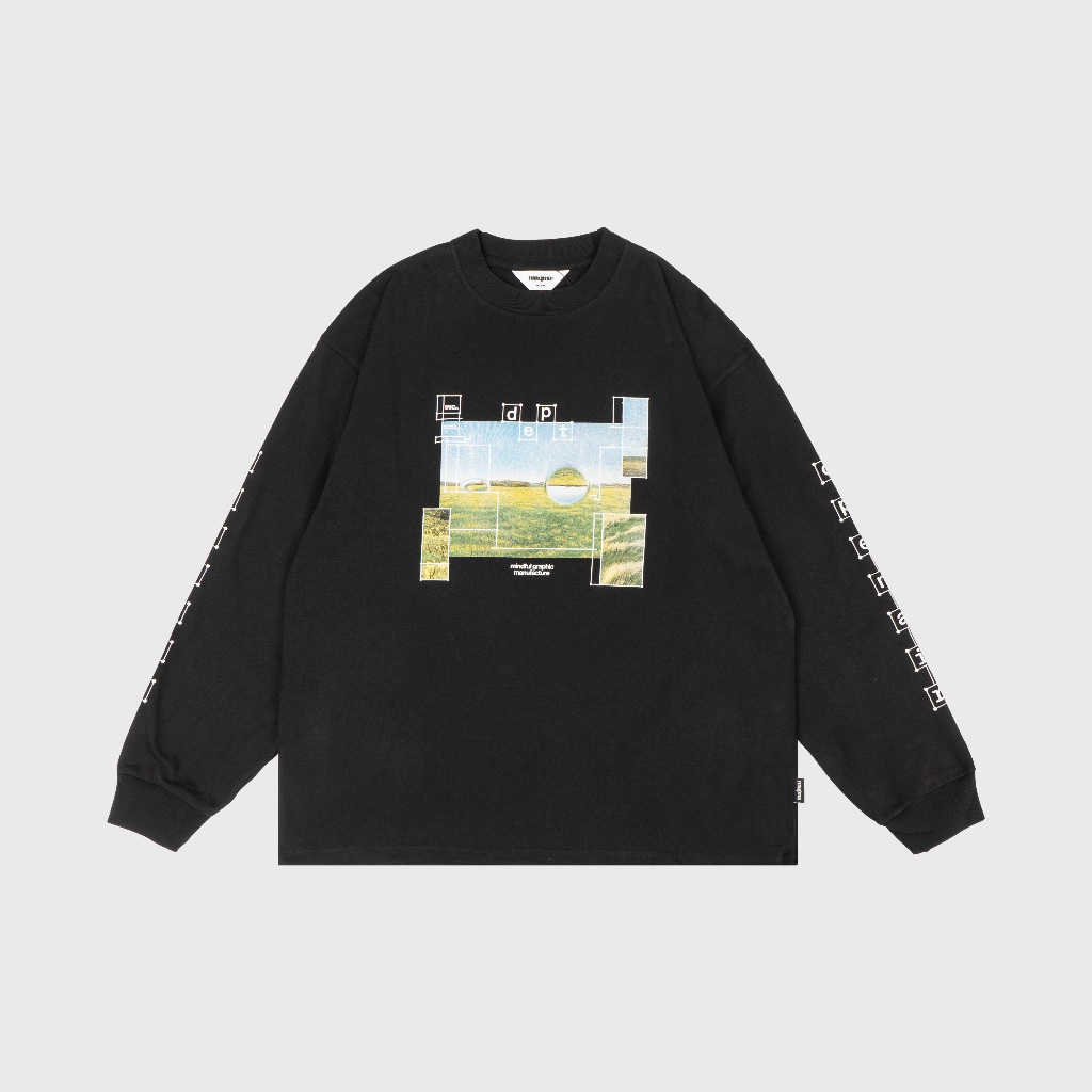 Magma แขนยาว Somber 01 เสื้อยืดแขนยาวสีดําผู้ชาย Magma เครื่องแต่งกาย