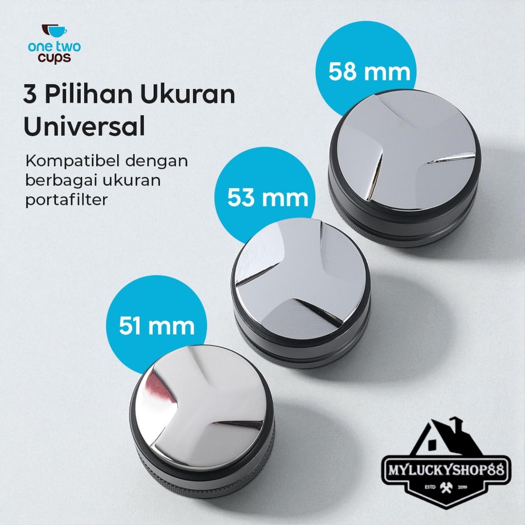 One Two Cups Distribution Tool Tamper Kopi Espresso Coffee Powder Portafilter 3153 - 51 53 58 mm.