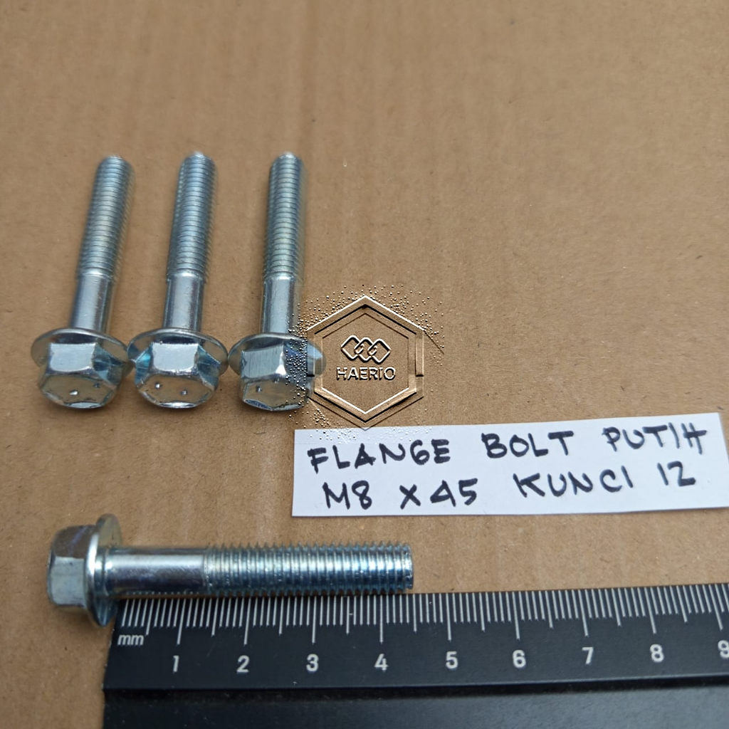 12 KEY CAP BOLT 4.5 ซม.LENGTH M8X45 4.5 ซม.สีขาว 45 มม. 45 มม.FLANGE BOLT M8 X 45 BOLT 8X45 8 X 45 P