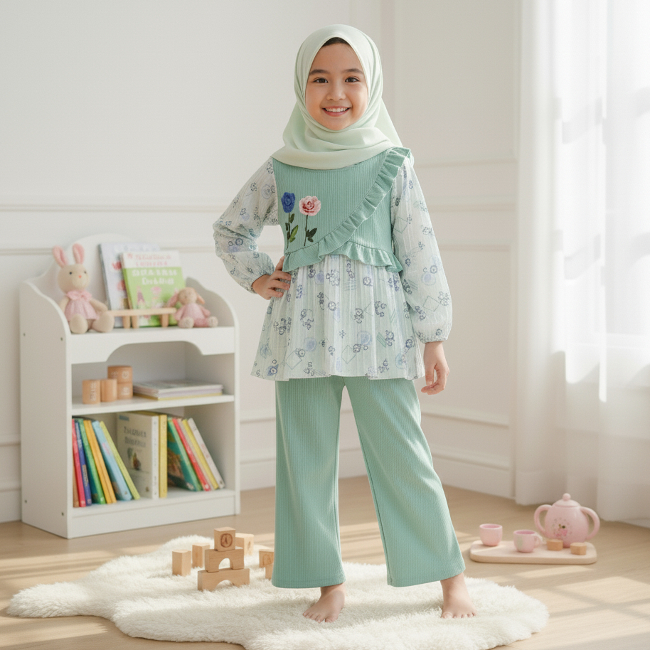 Hf_kidstore New Set Layla เสื้อผ้าเด็กผู้หญิง ชุดเด็กผู้หญิง อายุ 2-8 ปี