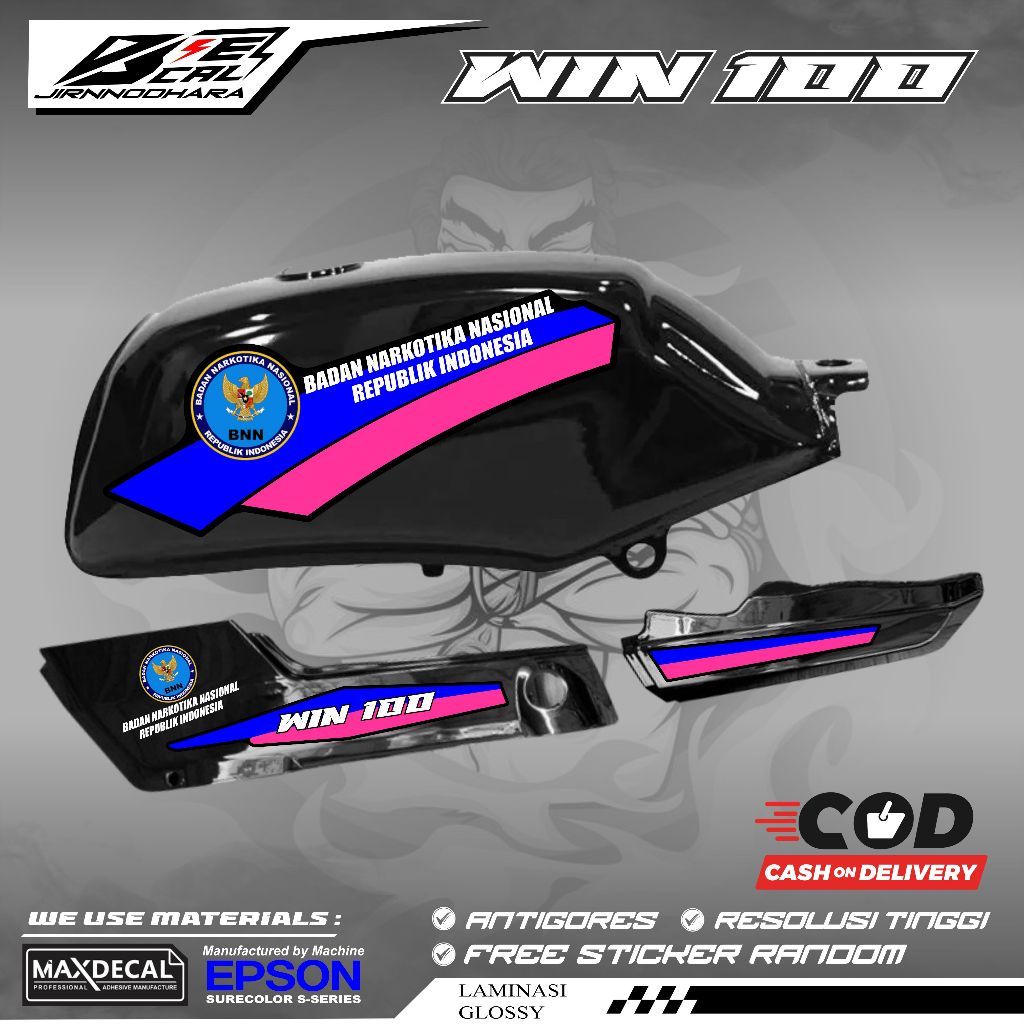 HONDA WIN 100 CUSTOM BNN NATIONAL NARCOTICS AGENCY K54 VARIATION STICKER STRIPING