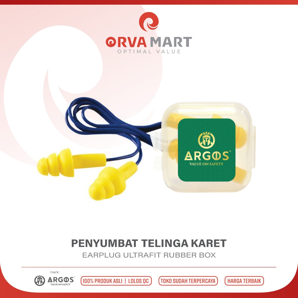 ปลั๊กอุดหูแบบมีสาย Ultrafit ปลั๊กหูนิรภัย Argos กล่องยี่ห้อรุ่น Anti-Noise Box ARGOS