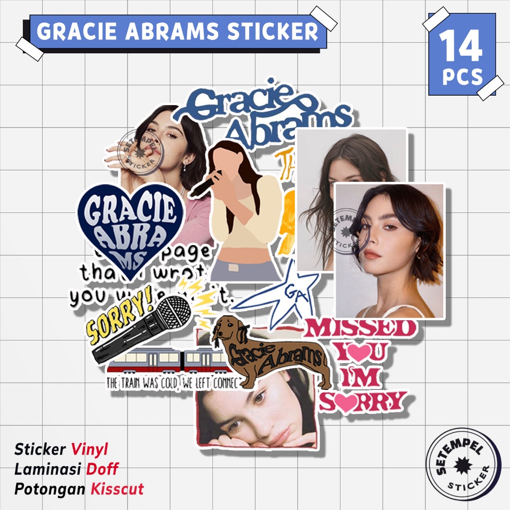 GRACIE ABRAMS สติ๊กเกอร์แพ็ค 14 ชิ้น | สติ๊กเกอร์ไวนิล Gracy abrams