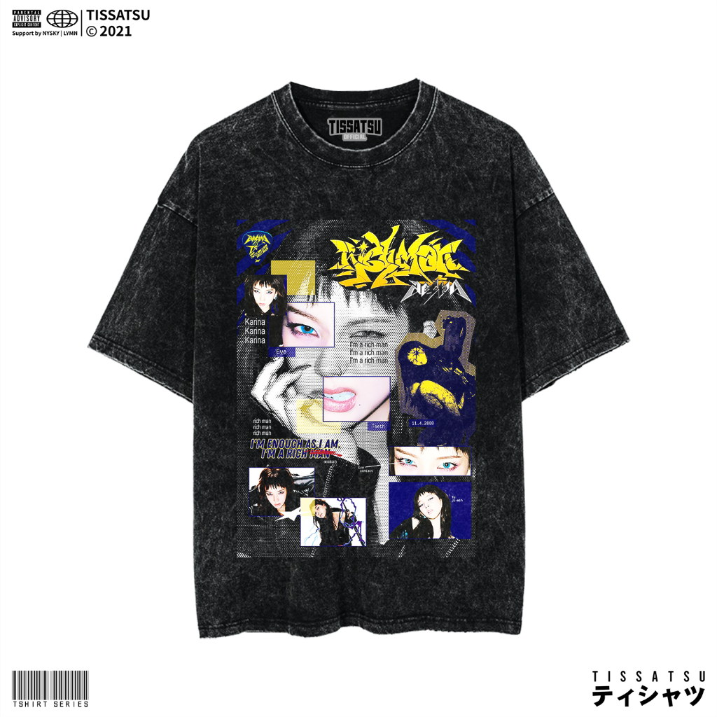 TISSATSU AESPA KARINA RICH เสื้อยืด Oversize Washed / เสื้อยืด Kpop Wash Slimfit / AESPA-44