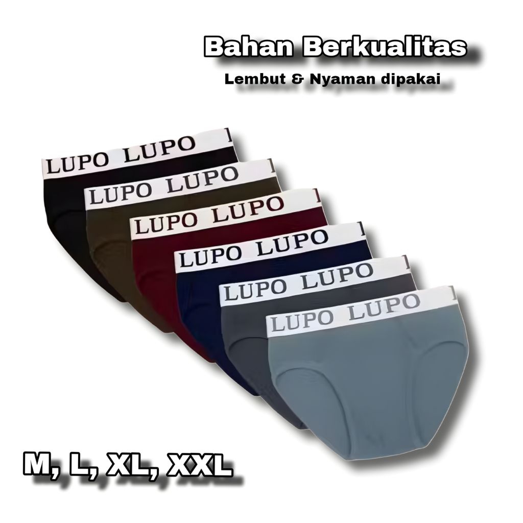 + 1 กล่องมี 3 ชิ้น Lupo 7711 ชุดชั้นในสามเหลี่ยมผู้ชาย CD Size M-XXL/3L