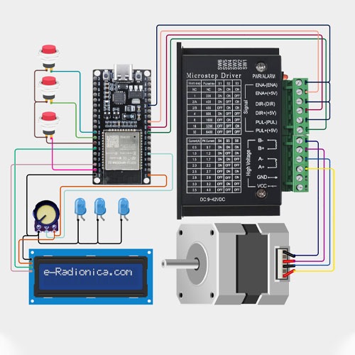 โครงการ ESP32 LCD 1602 ปุ่ม Stepper Nema23 TB6600 Potentiometer