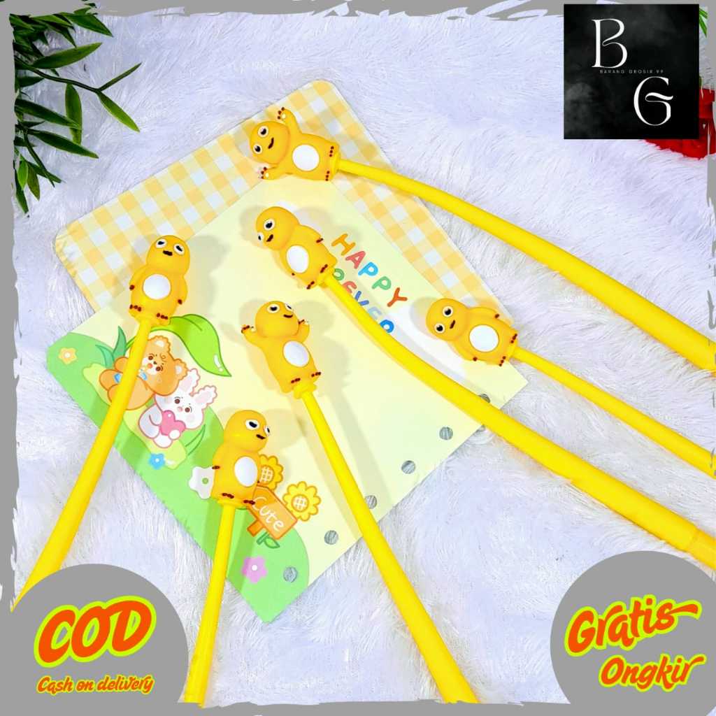 Dino Nailong ปากกาเขย่าสีเหลืองสุดน่ารัก / ปากกาเจลยืดหยุ่น DINO NAILONG หมึกสีดําเครื่องเขียนโรงเรี