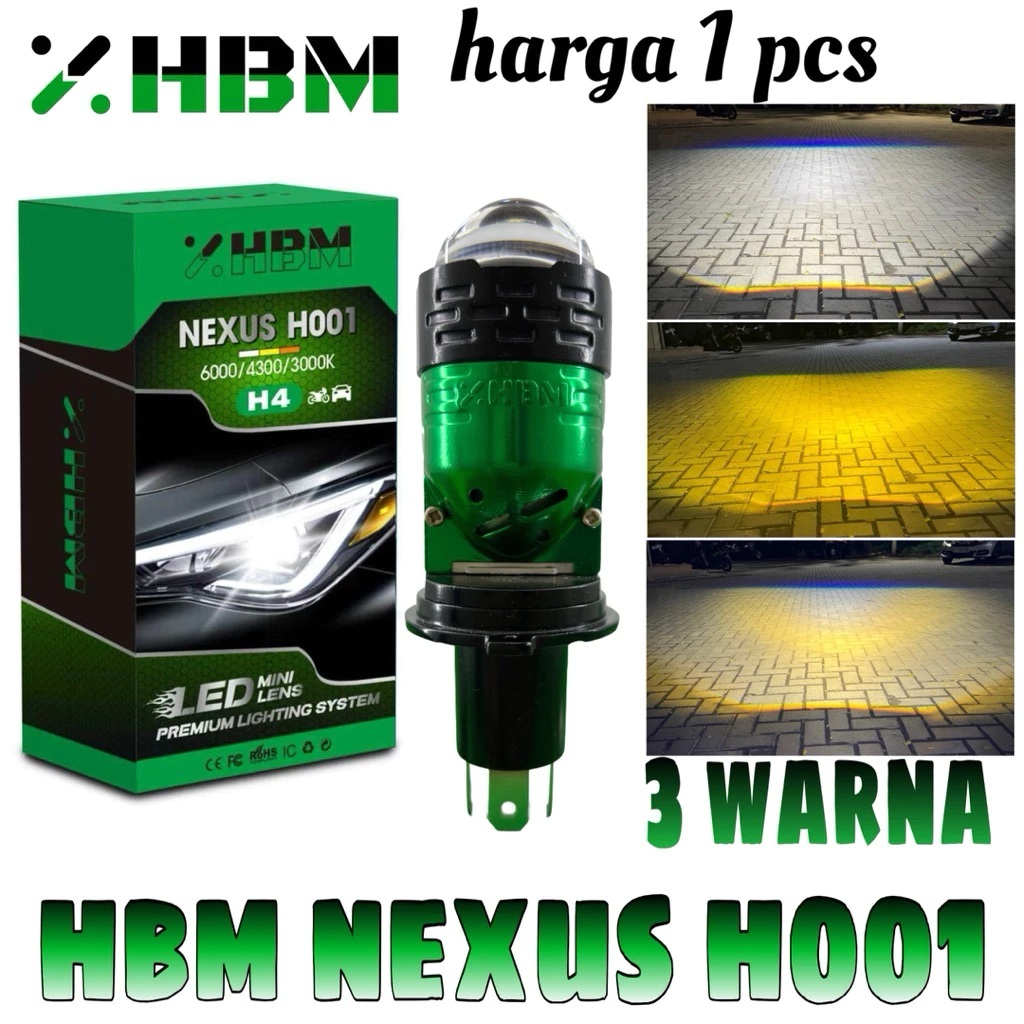 MINI LENS NEXUS H001 H4 3 สี HBM LED Premium ระบบแสง 6000/4300/3000K