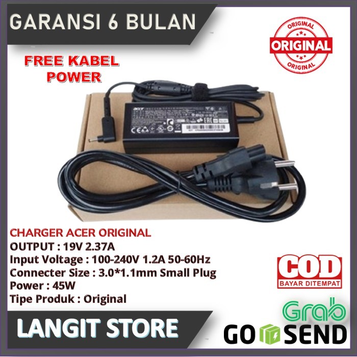อะแดปเตอร์ชาร์จ Acer ADP-45FE F ADP-45HE D 19V 2.37A DC 3.0 x 1.1 มม. 45W