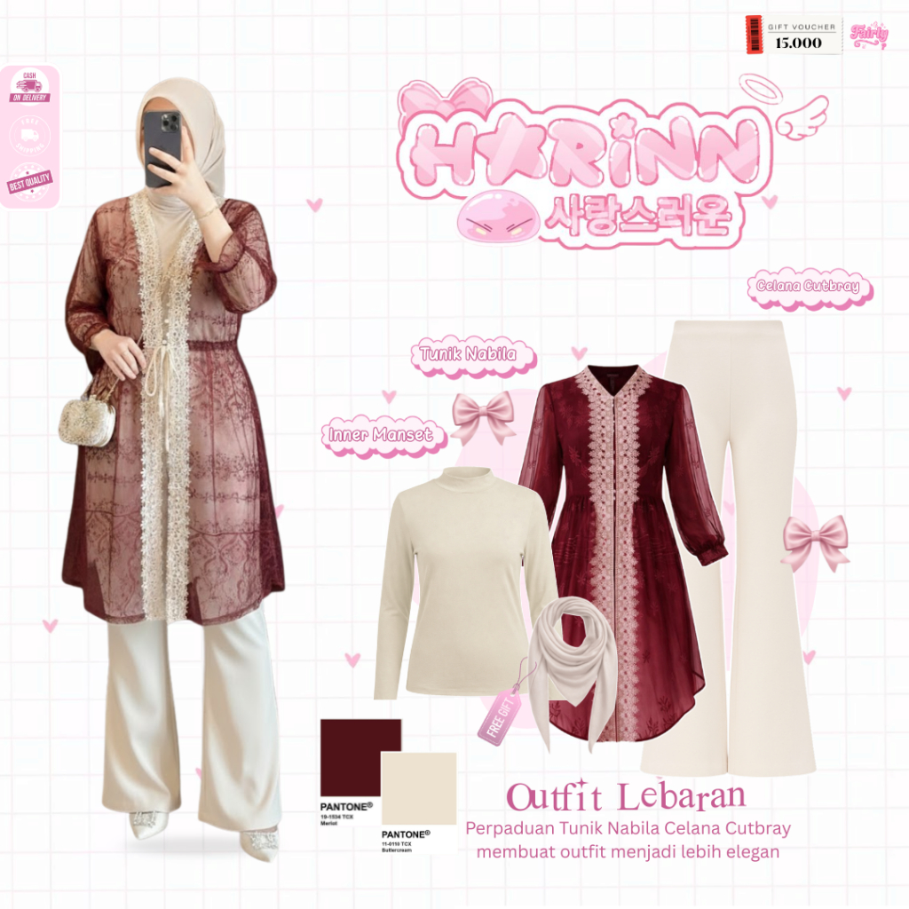 Zunay One Set Eid ล่าสุด (Bella Square + Inner + Tunic + กางเกง) ชุดสูทผู้หญิง - FS73