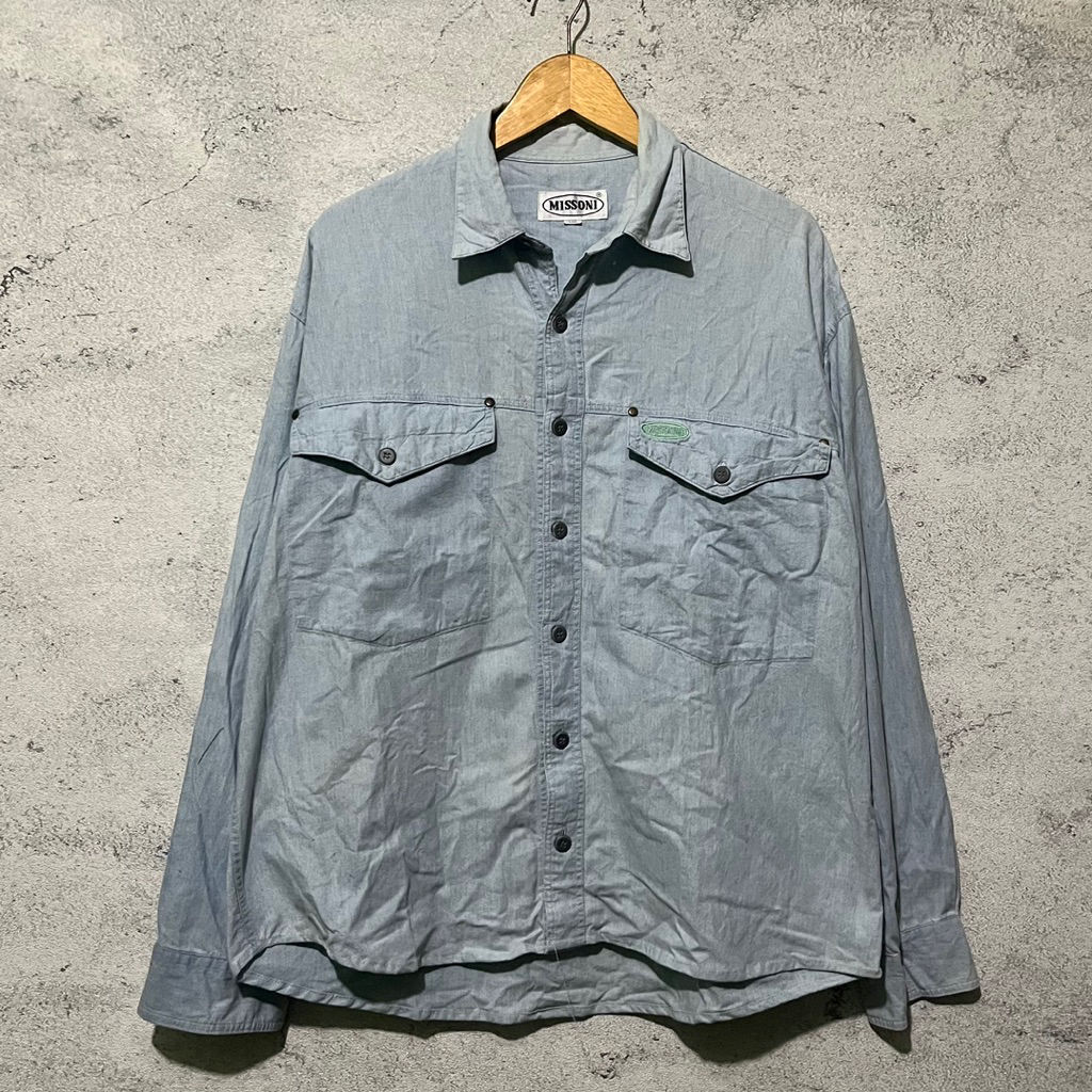 KEMEJA Missoni เสื้อทํางานเสื้อเชิ้ตลําลอง