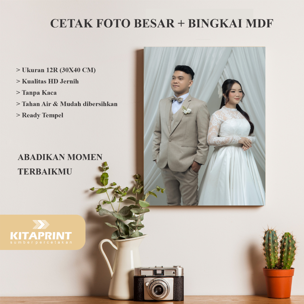 พิมพ์ภาพ HD 12R ขนาดใหญ่ 30x40 ซม. กรอบ MDF | เครื่องประดับผมและมินิมอล