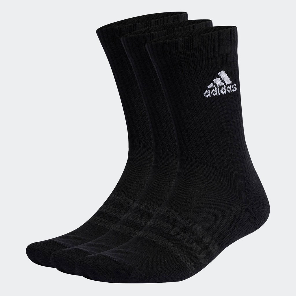 Adidas Lifestyle Cushioned Crew Socks 3 คู่ Unisex สีดํา IC1310 || ถุงเท้า Adidas ไซส์ S