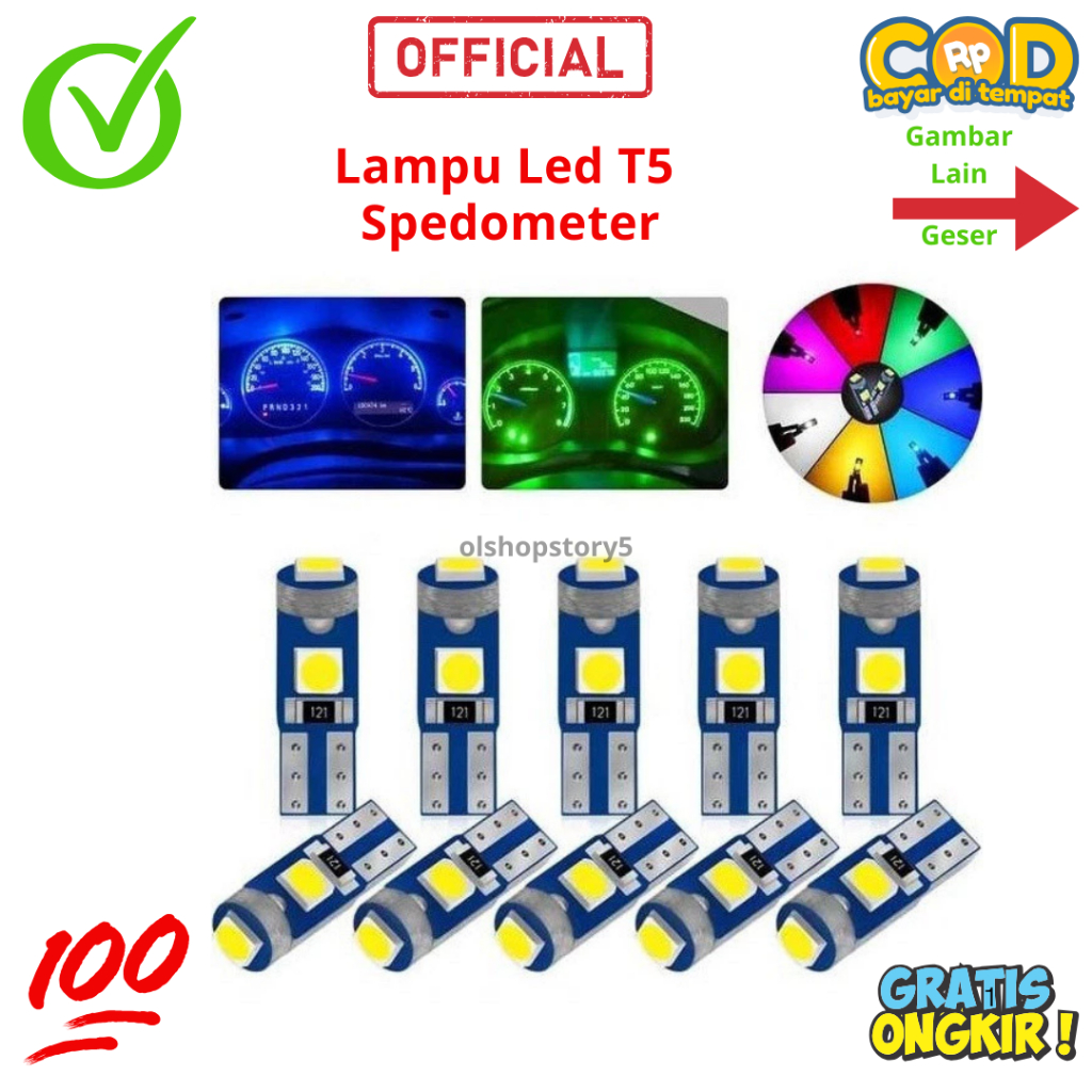 Led T5 Speedometer Indicator Dashboard 3 Smd 12v