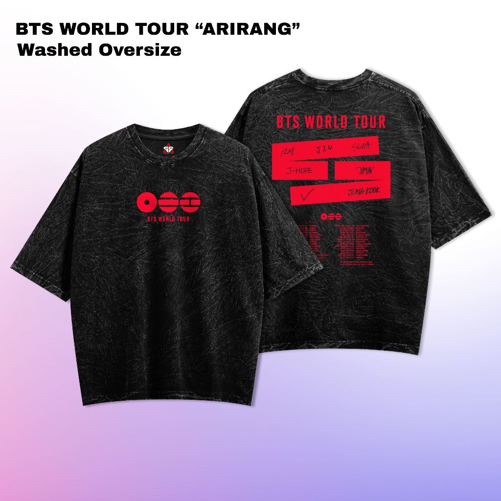 SUPERIOR BTS ล้าง Oversize เสื้อยืด BTS กลับมา World Tour ARIRANG เสื้อยืด KPOP Stonewash Bts-1