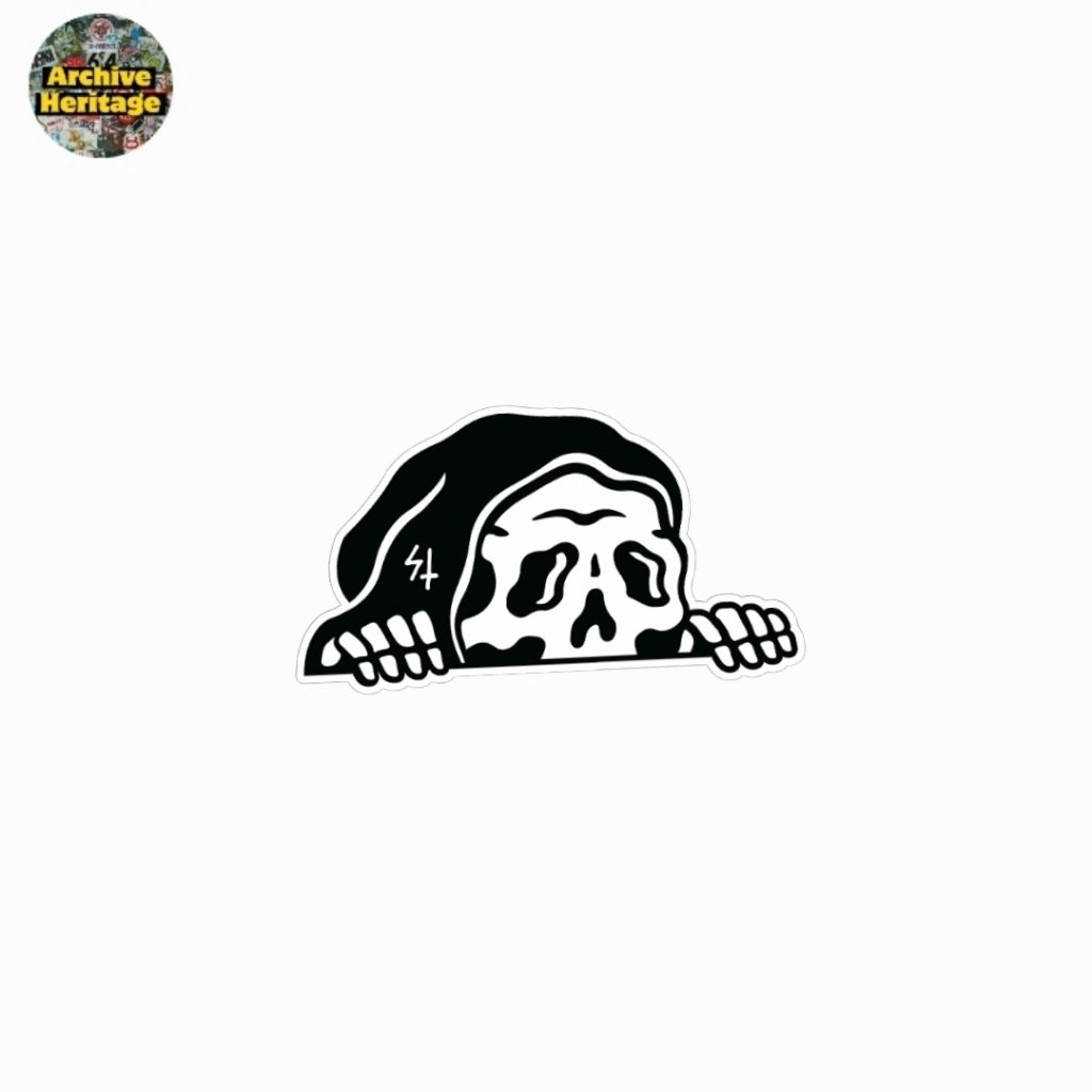 สติ๊กเกอร์ Lurking Class สติ๊กเกอร์ถังสเก็ตช์ภาพหัวกะโหลกของกราฟิก Lurking Class