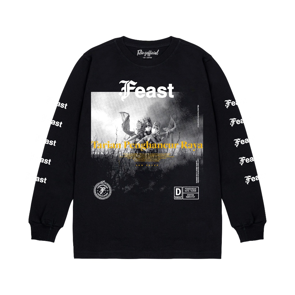 เสื้อยืดแขนยาว Twins Feast สําหรับเต้นรําทําลาย - อาคารอัลบั้มเพลง Feast และทําลาย