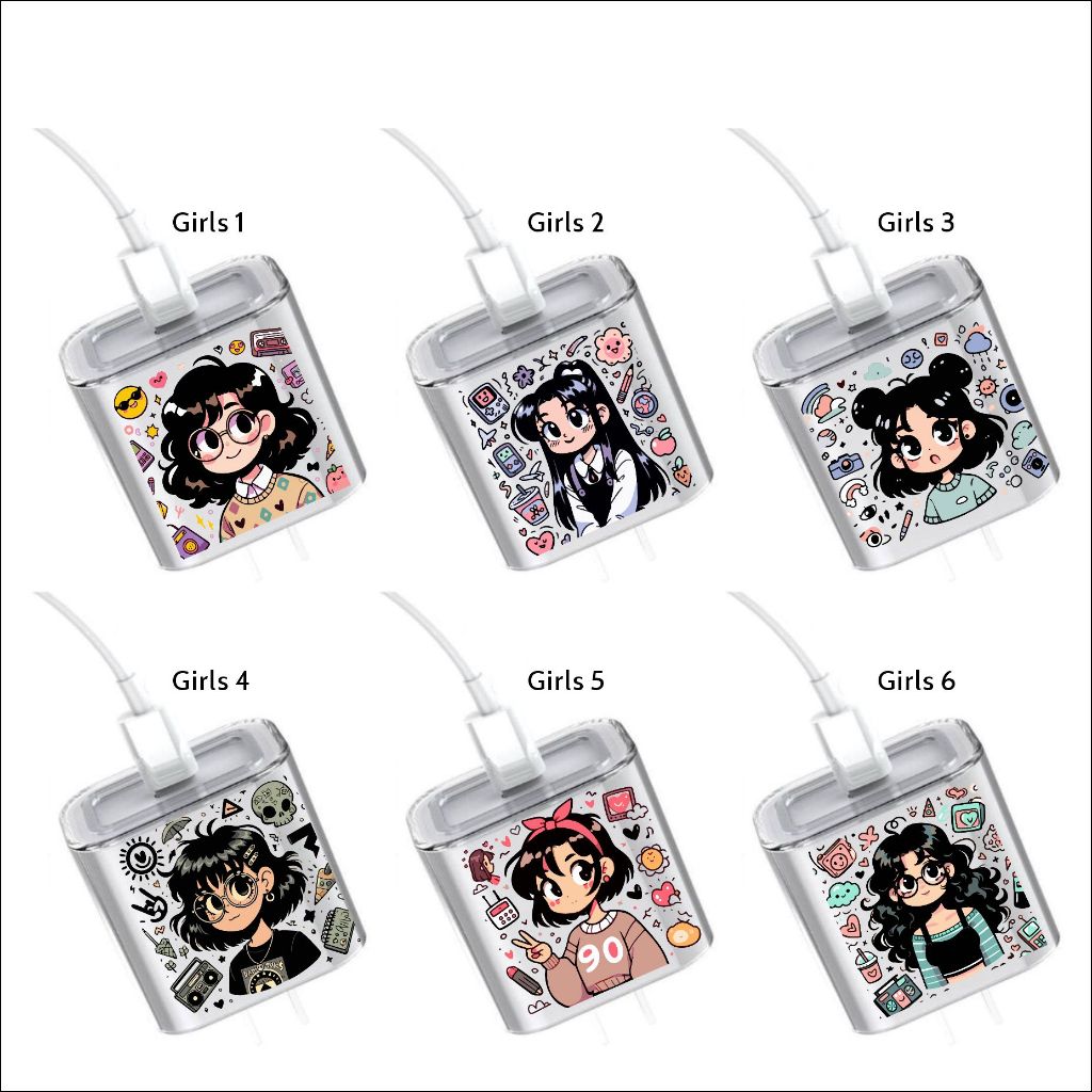 CUTE GIRL Charger Head Protector Case (1 Side) Without Cable Protector Only Charger