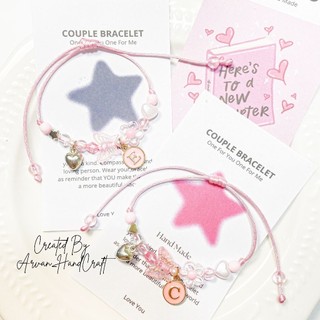 Gelang Shimmer Pink//Bisa Pilih Inisial Huruf//Gelang Lucu Terbaru Model Serut Bracelets