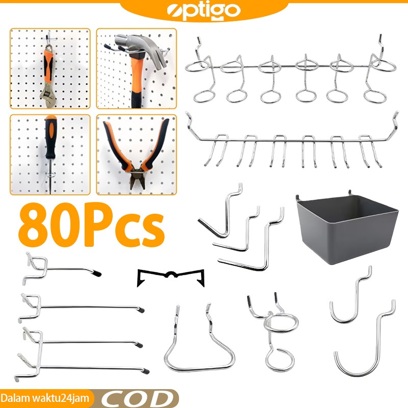 80 ชิ้น/เซ็ต Pegboard Hook Kit ตะขอสามเหลี่ยม Ram Pegboard อุปกรณ์เสริม Pegboard Hook Pegboard Hook 