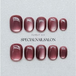 Fake nails premium buatan semi tangan kuku cat eye kuku palsu nail art + lem XS/S/M 10PCS/SET