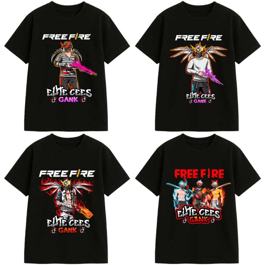 เสื้อยืดท็อปเด็ก FREEFIRE KIDS FREEFIRE ELITE CEES GANK KIDS เสื้อยืด