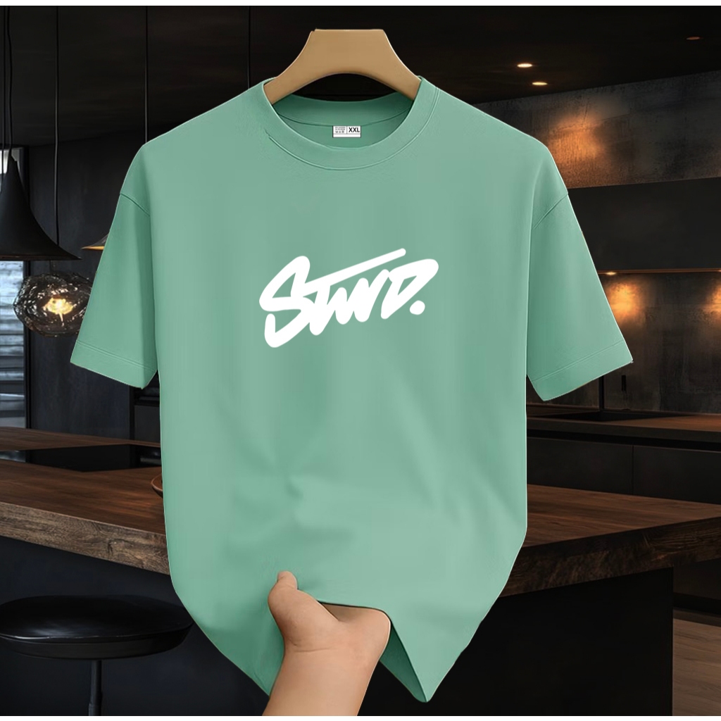 เสื้อยืดแขนสั้นผู้ชายและผู้หญิง / เสื้อ STWD สีขาว / คุณภาพระดับพรีเมียม 24s Combed Cotton Distro เส