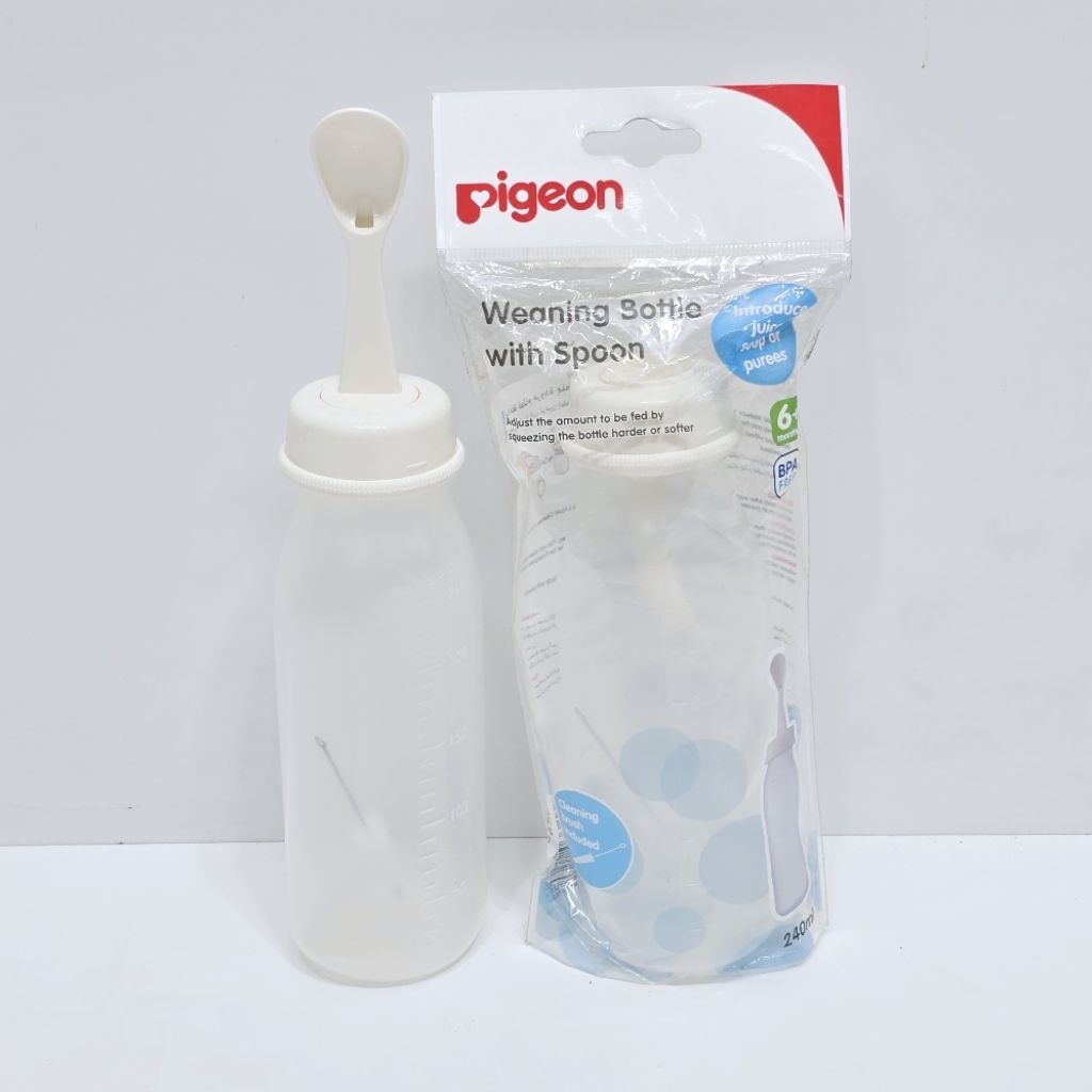 ขวดนมหย่านม PIGEON พร้อมช้อน / ขวดสําหรับทารกหัดกินและจดจําช้อน