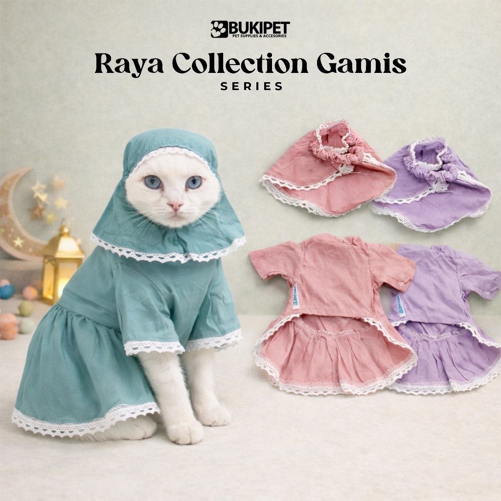 เสื้อผ้าแมวน่ารักสําหรับเด็กชายและเด็กหญิง - Bukipet Raya Collection Gamis 2026
