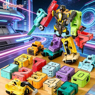 BABYCOLOR 0-9 Digital Mainan Robot Set Besar Robot Angka Berubah Bentuk Mechman Angka