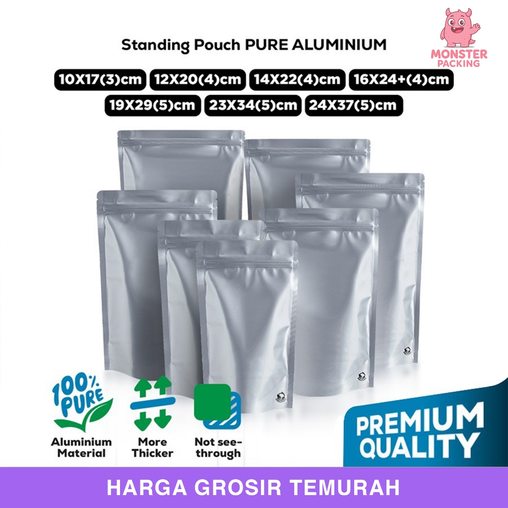 กระเป๋ายืน PURE ALUMINIUM FOIL Delkochoice Ziplock Packaging