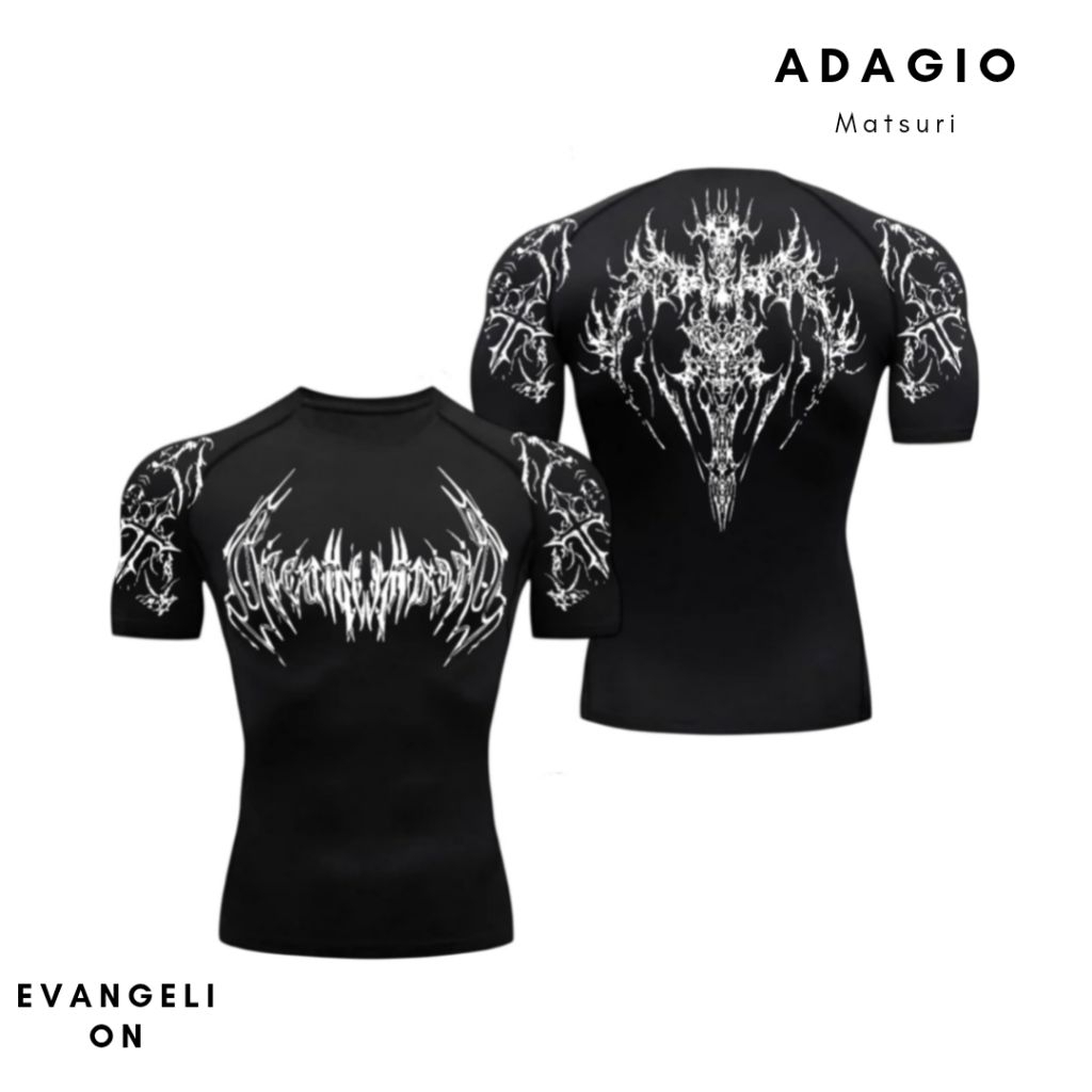 Adagiomatsuri Breathe Divinity Evangelion | เสื้อยืดอัดสแปนเด็กซ์พรีเมี่ยม | เสื้อยิมผู้ชายกล้ามเนื้อพอดี/แขนสั้น