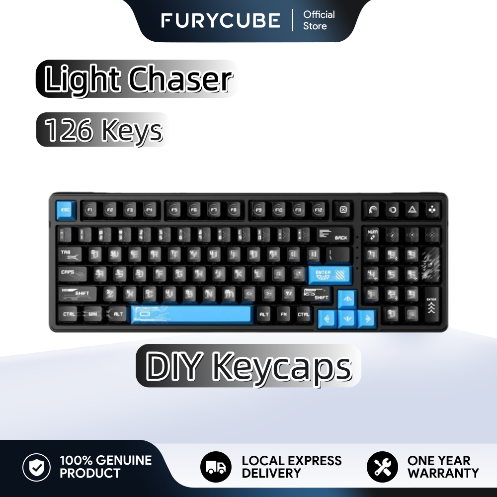FURYCUBE Light Chaser Keycaps 126 คีย์ Dye Sublimation Cherry Profile ชุดสําหรับ DIY Mechanical Keyb