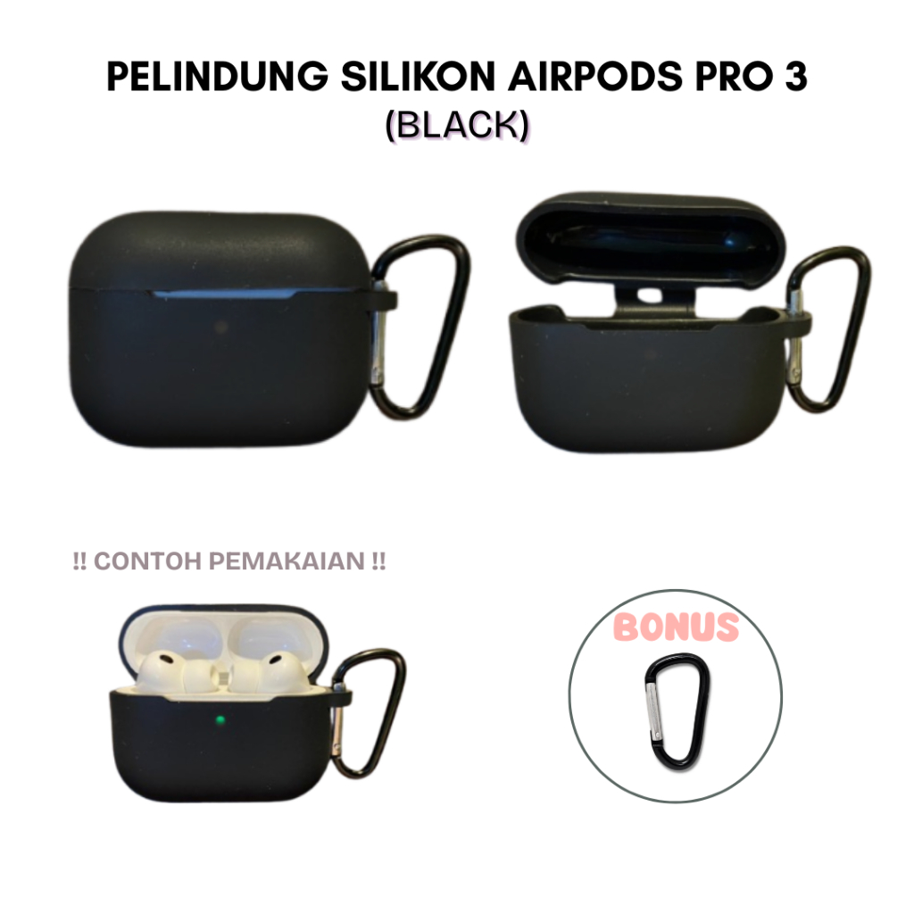 Airpods Pro 3 เคส Apple เคสซิลิโคน ฟรีตะขอ ตัวป้องกัน Airpod กันน้ําระดับพรีเมียม